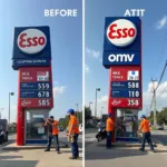 OMV Esso Tankstellen Umflaggung