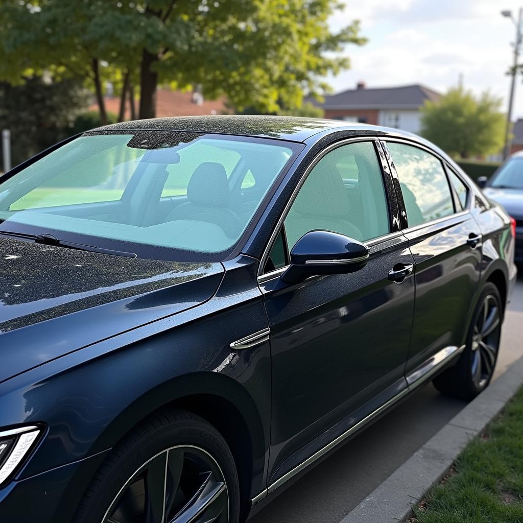 Geparkter Passat B8 mit Sonnenschutz