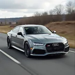 Audi RS7 in Pfeilgrau auf der Straße