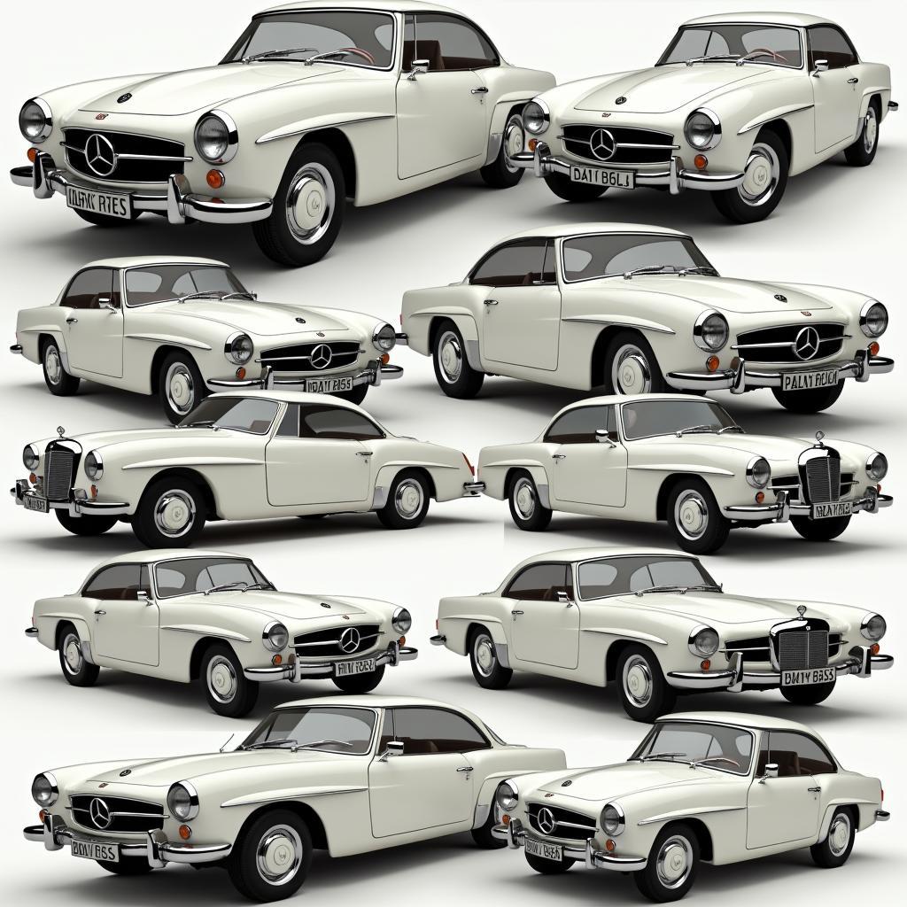 Historische Mercedes-Benz Modelle in Polar White