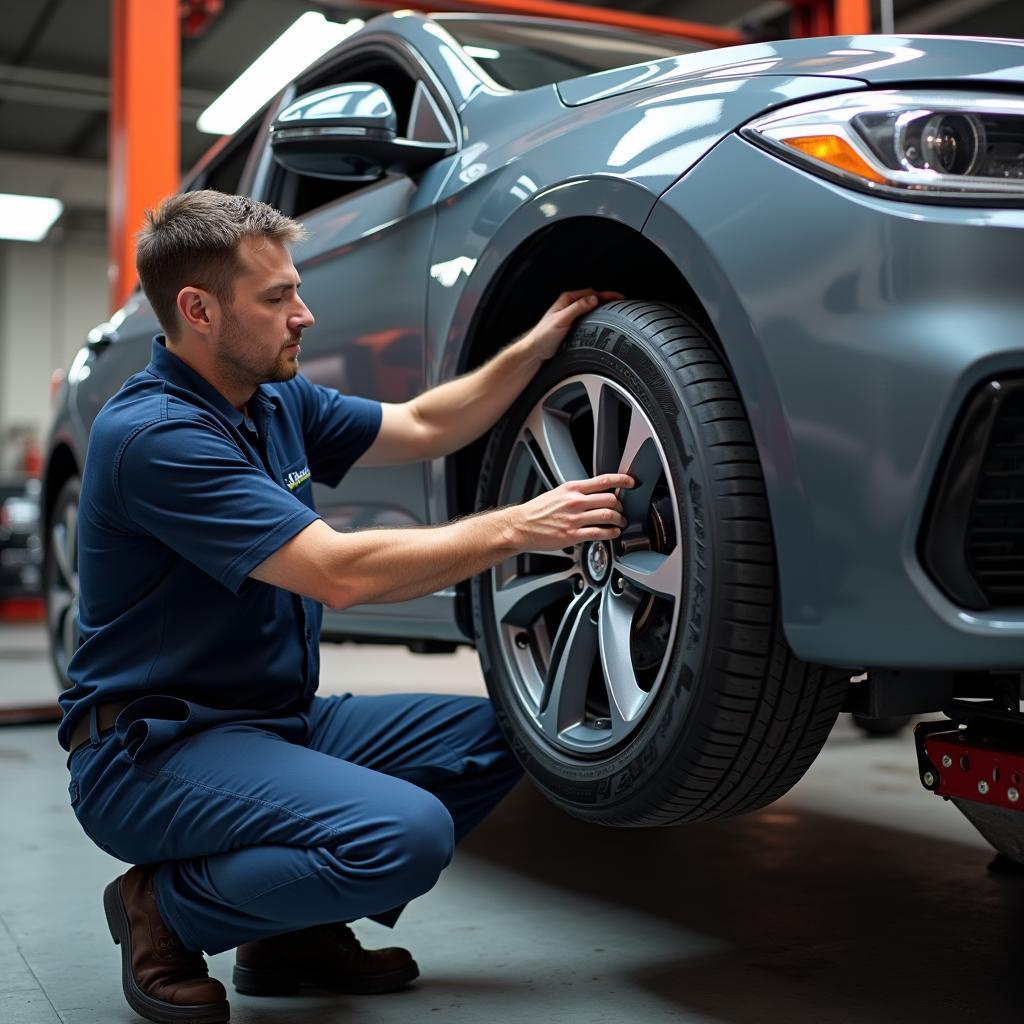 Montage von Polymerreifen in einer Autowerkstatt