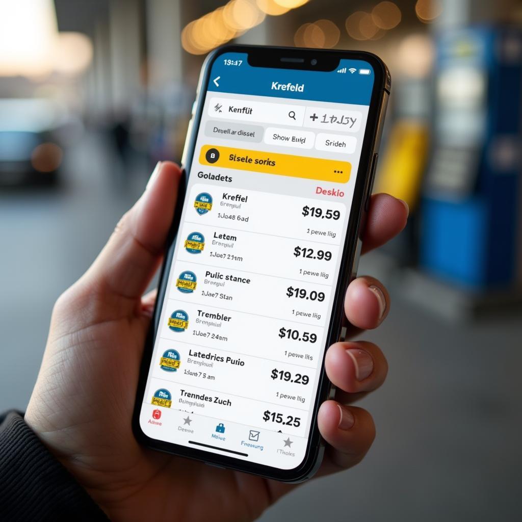 Smartphone mit Preisvergleich-App für Diesel in Krefeld