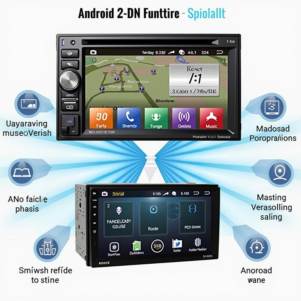 Visão geral das funções de um rádio Android 2 DIN