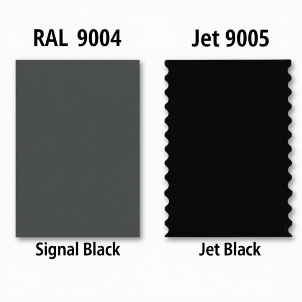 RAL 9004 und 9005 Farbvergleich