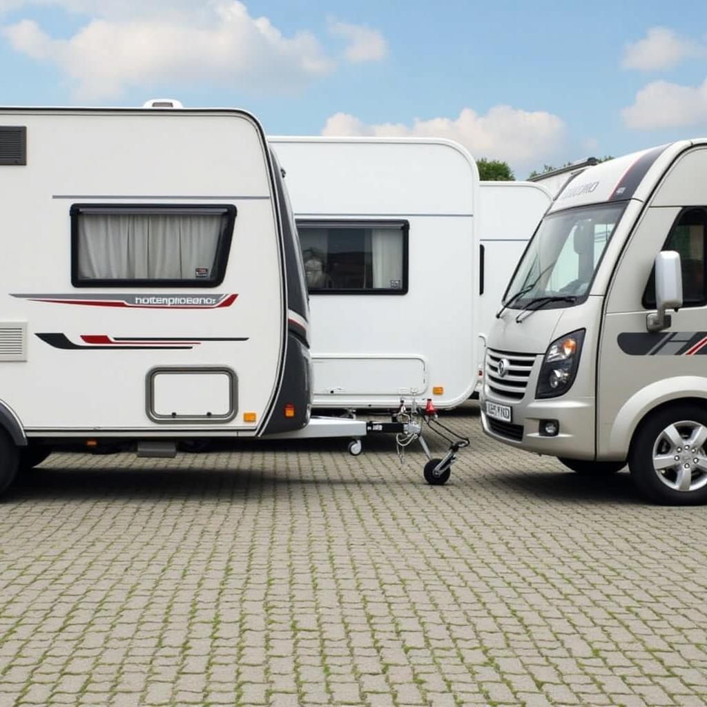 Rangierhilfe Wohnwagen Deichsel im Einsatz