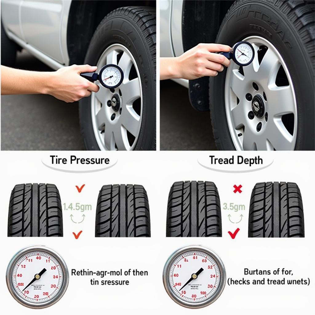 Manutenção de pneus Ford Transit: verificando a pressão e a profundidade dos sulcos.