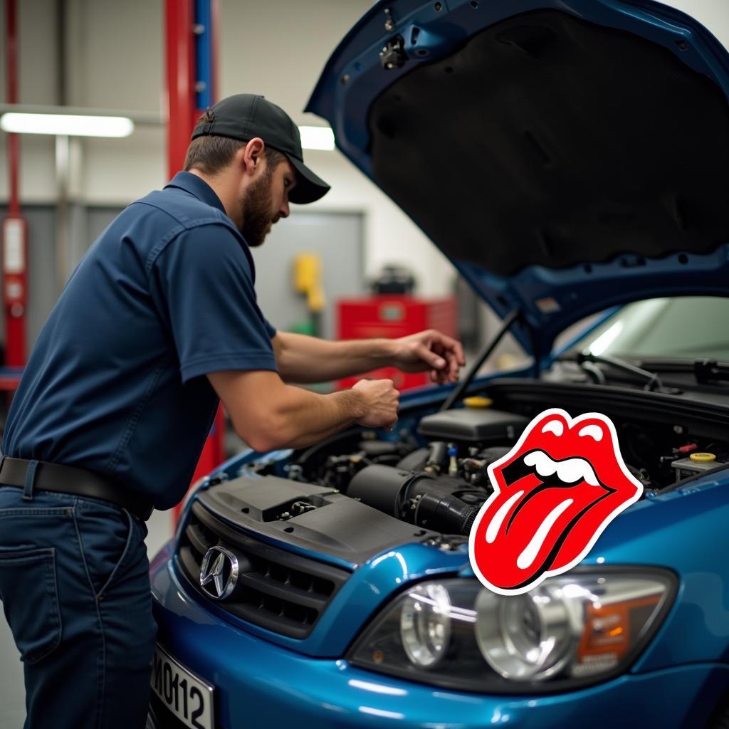 Rolling Stones Aufkleber und Auto Reparatur