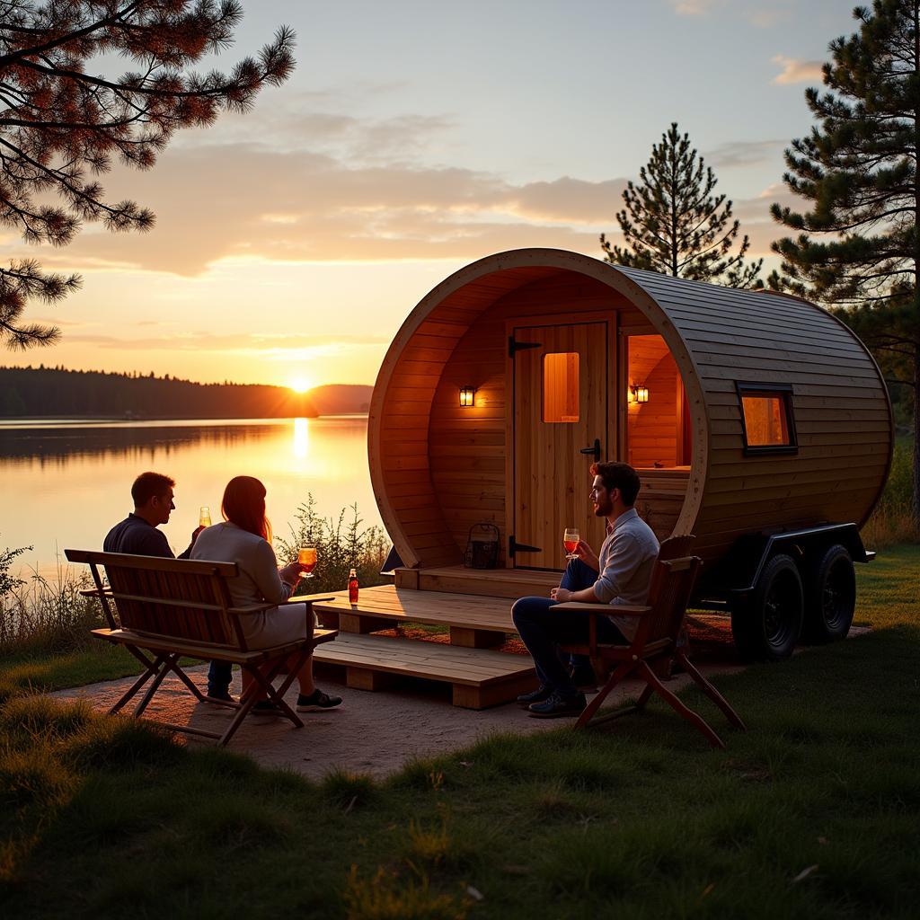 Sauna Anhänger Abend Entspannung