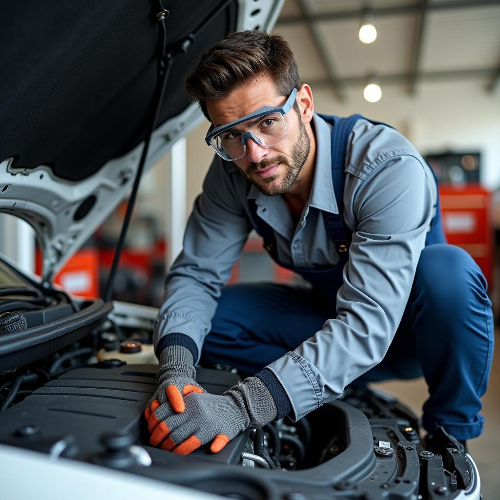 Schutzkleidung für Mechaniker in der Werkstatt