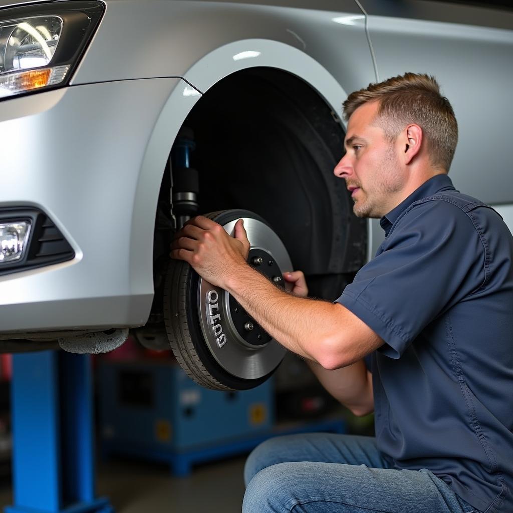 Skoda Fabia Combi 2015 in der Werkstatt zur Inspektion