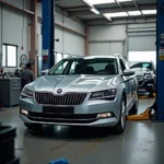 Skoda Passat in der Werkstatt zur Reparatur