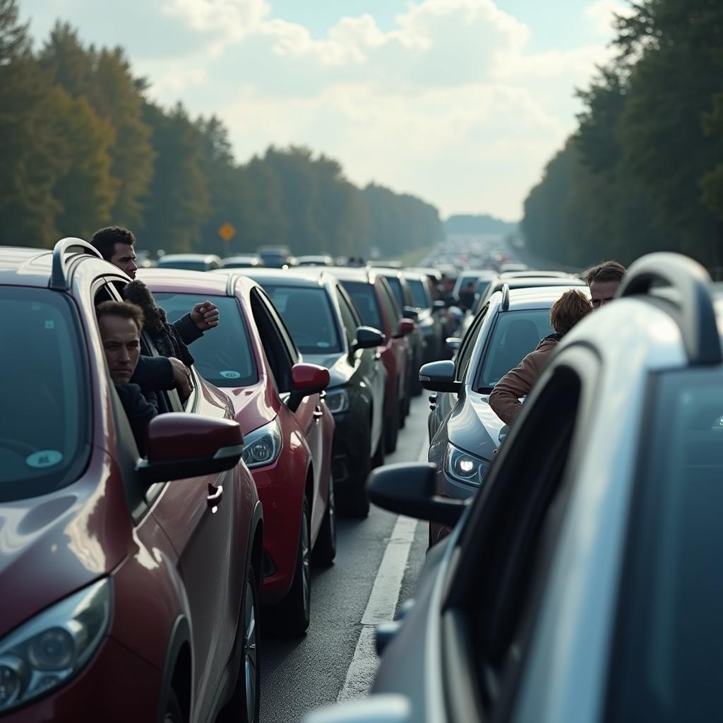 Stau auf der A7 zwischen Fulda und Kassel: Verkehrsinfarkt und lange Wartezeiten.