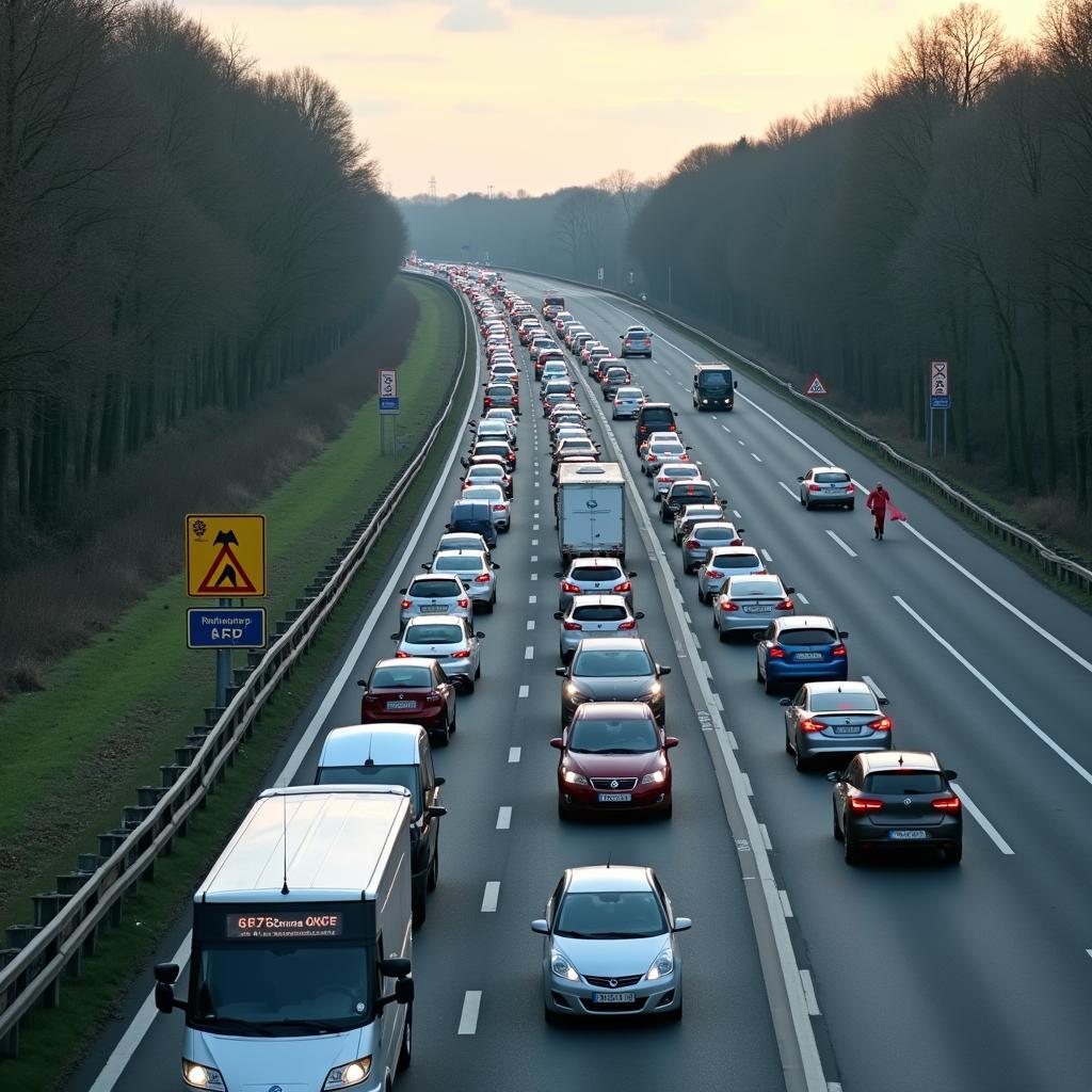 Stau auf der A8 und Umleitung