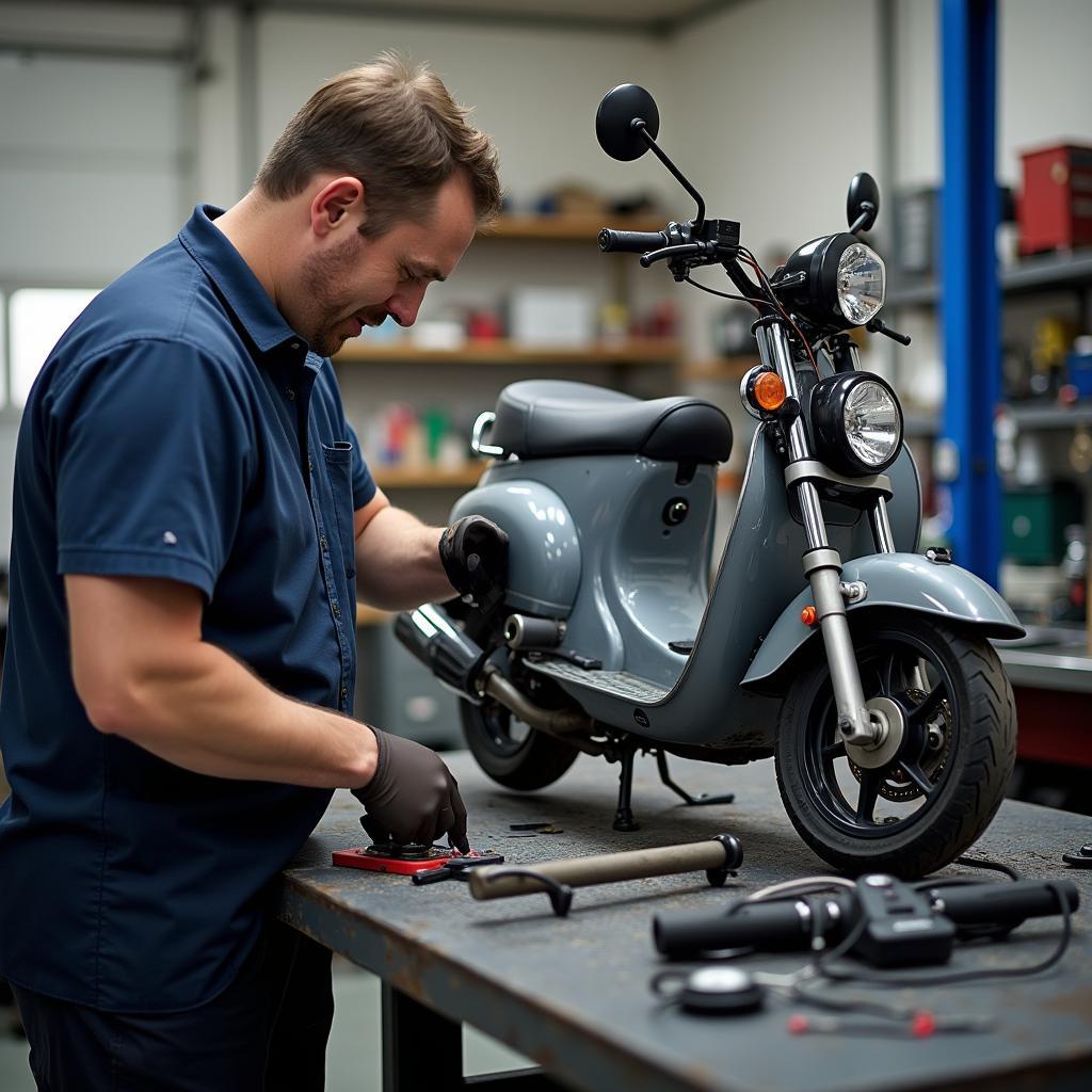 Reparatur eines Suzuki 125 Motorrollers durch einen Kfz-Techniker