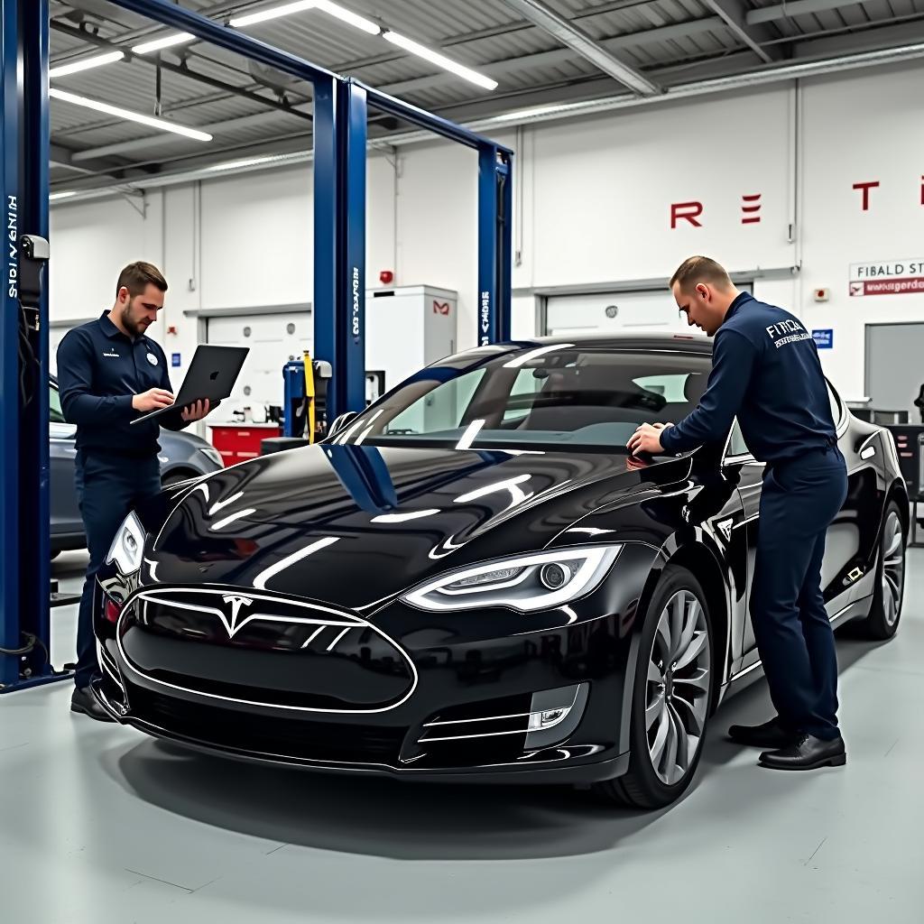 Tesla Reparaturwerkstatt in Dänemark