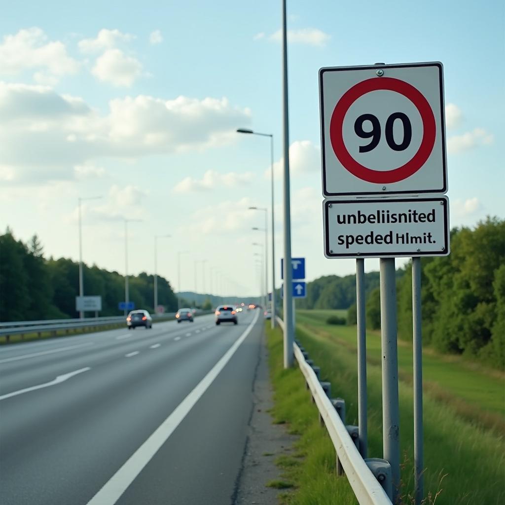 Mythos des unbegrenzten Autobahn Schilds