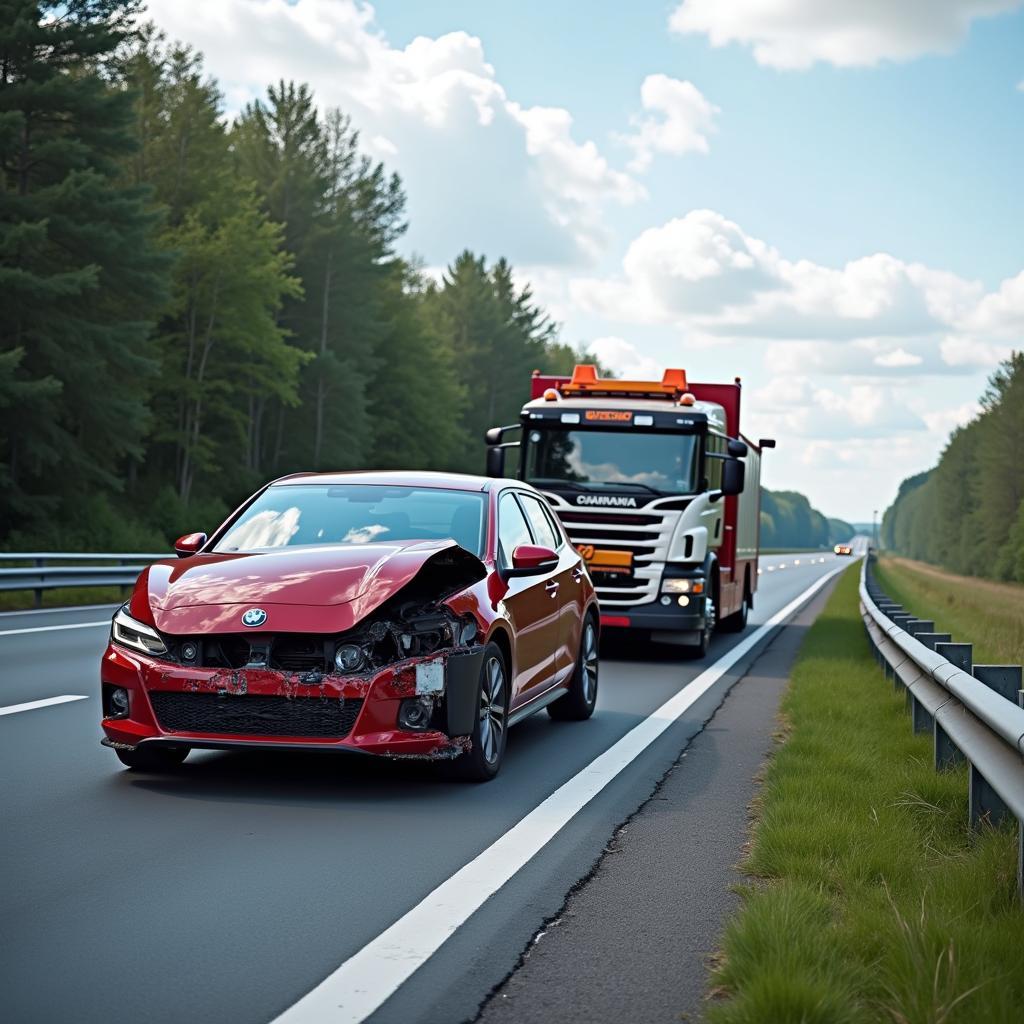 Carro attrezzi dopo un incidente sulla A81