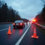 Sicherheitsmaßnahmen bei einem Unfall auf der A81