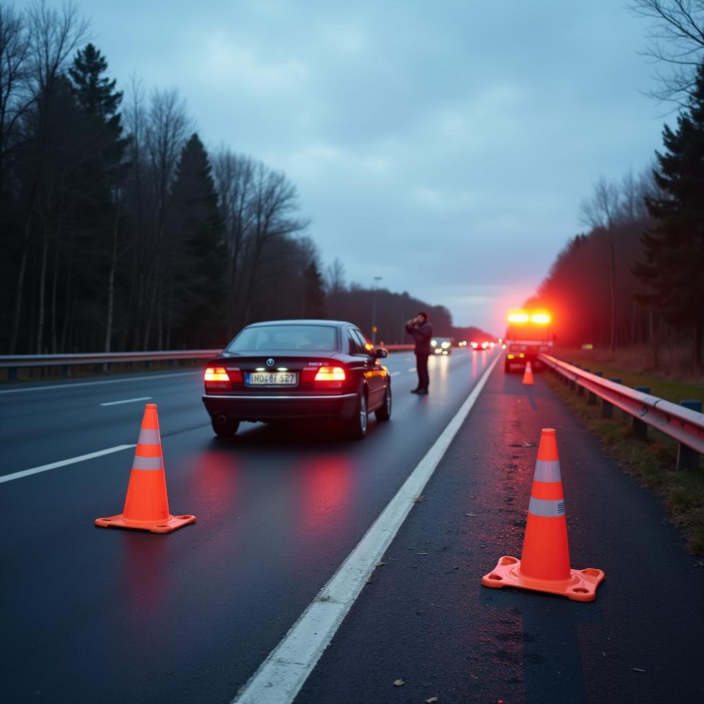 Sicherheitsmaßnahmen bei einem Unfall auf der A81