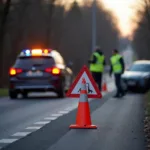 Absicherung der Unfallstelle nach einem Unfall in Fürstenfeldbruck