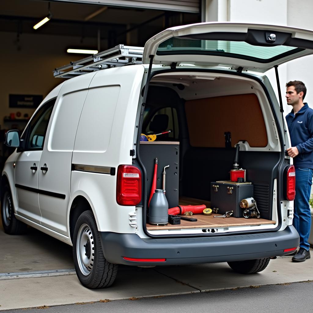 Volkswagen Caddy Panamericana im Werkstatteinsatz