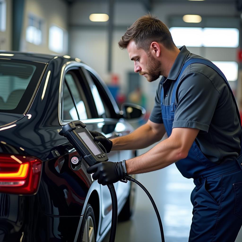 VTI Leasing Abgasmessgerät in einer Kfz-Werkstatt