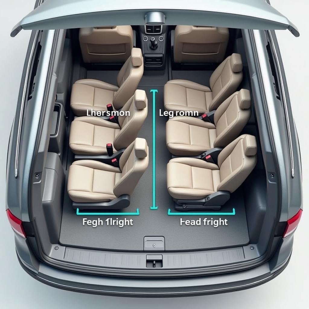 Dimensi interior VW Atlas: Ruang kaki dan kepala