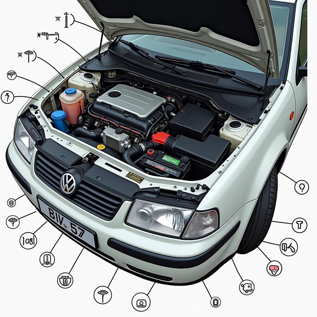 Compartiment moteur de la VW Bora