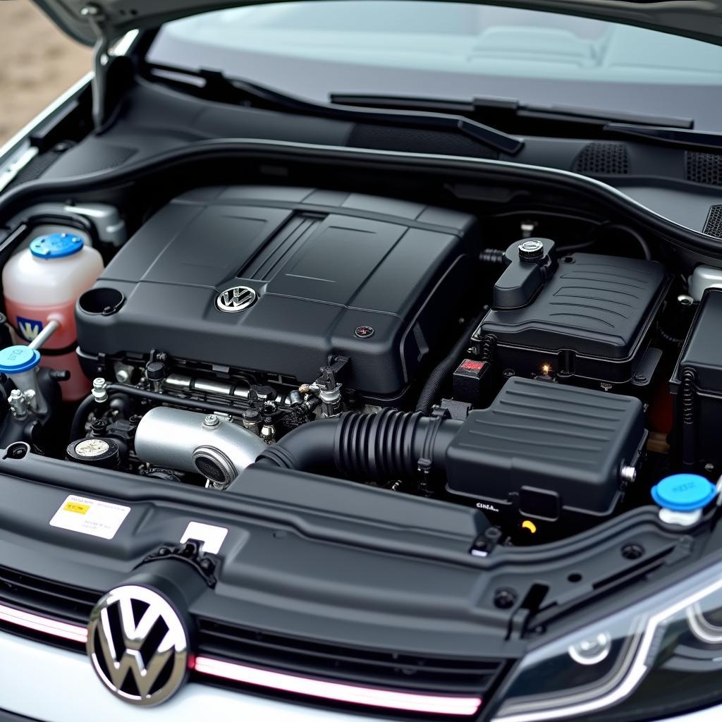 Motorraum eines gebrauchten VW Golf GTE