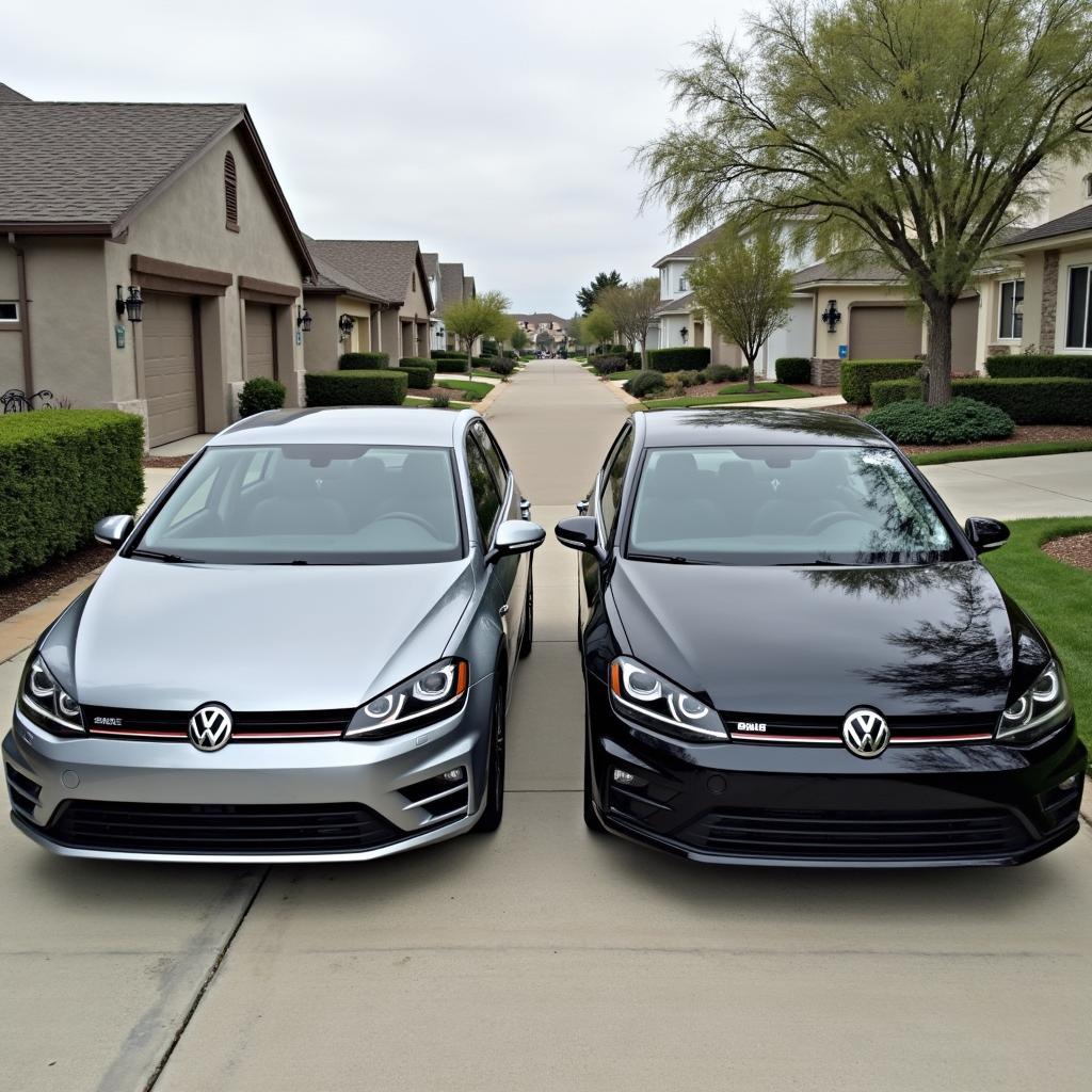 VW Golf in Mondsteingrau und Deep Black Perleffekt