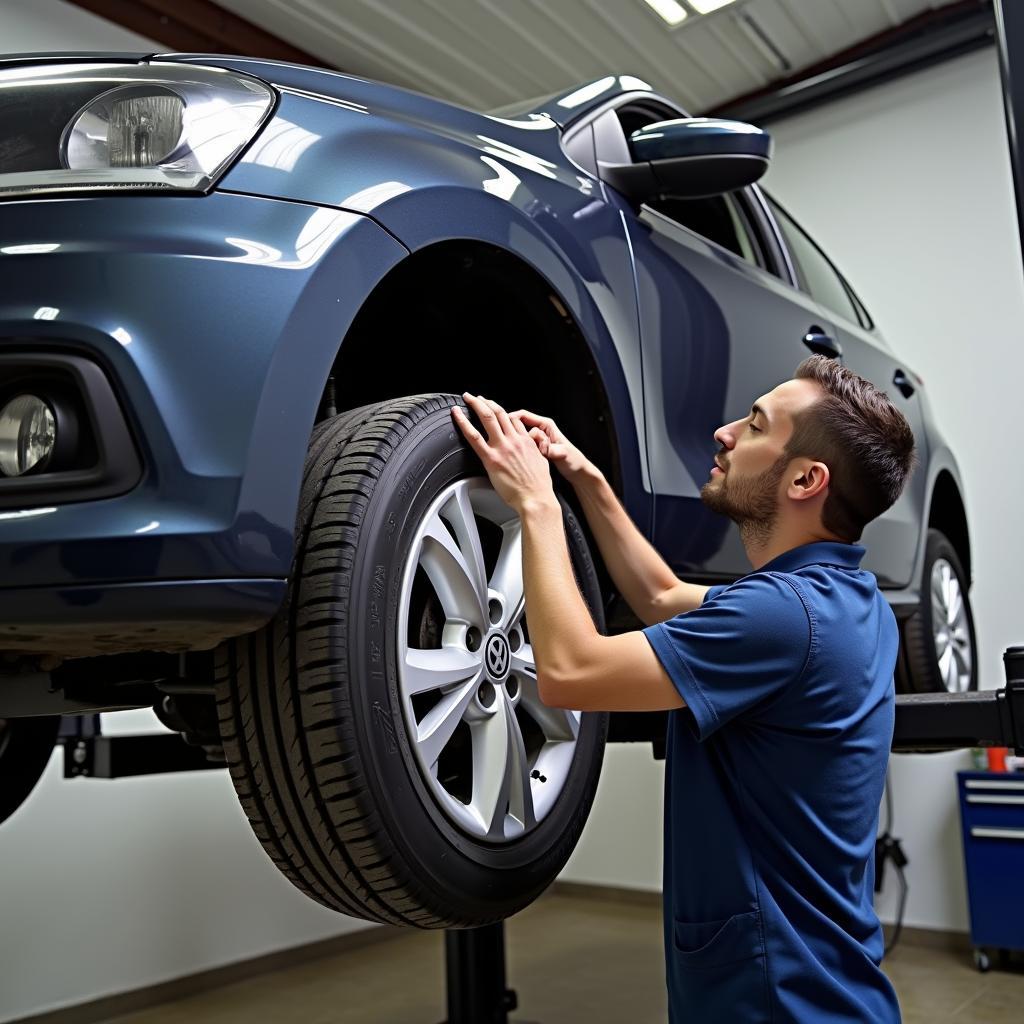 Montage von Ganzjahresreifen am VW Polo