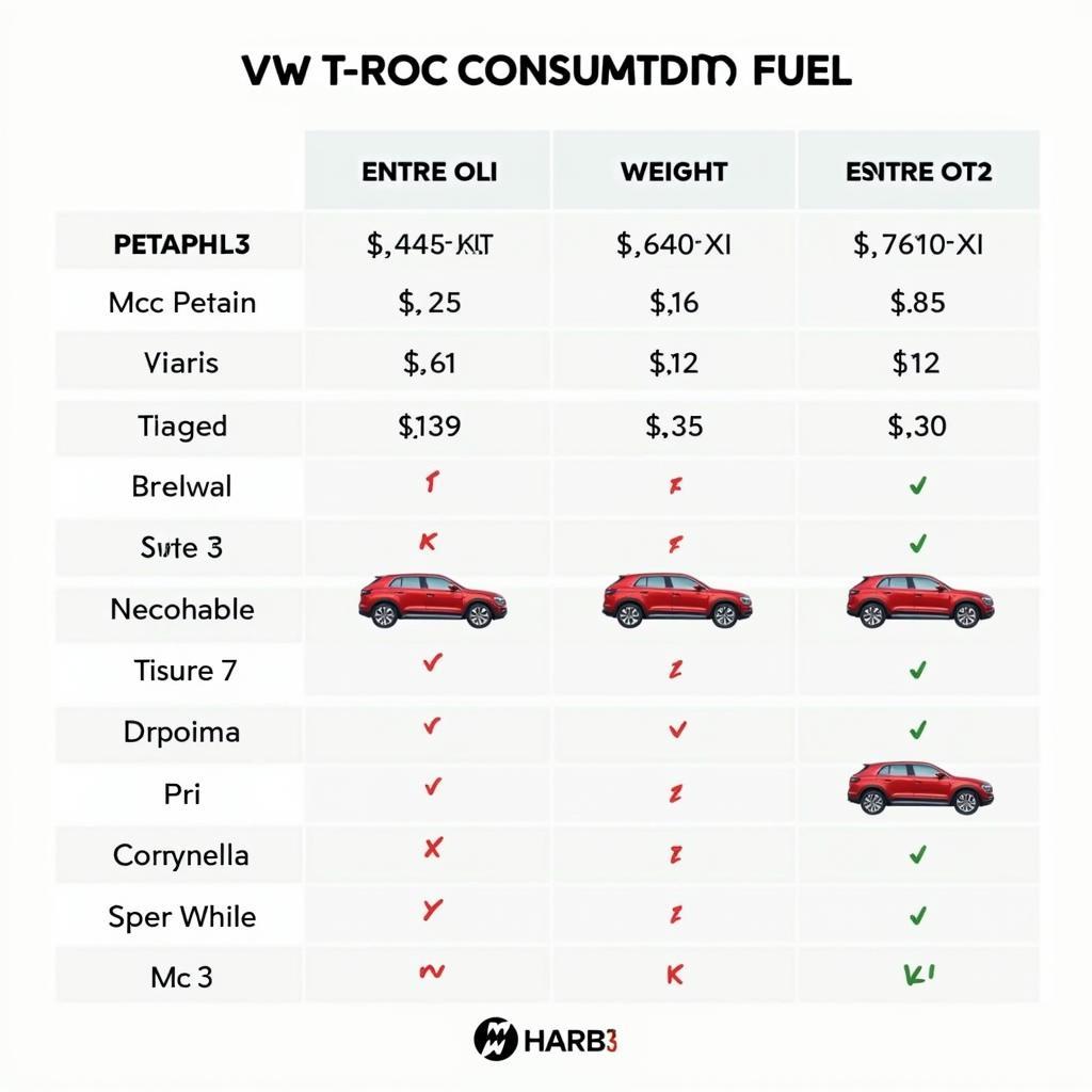 VW T-Roc Masse und Kraftstoffverbrauch