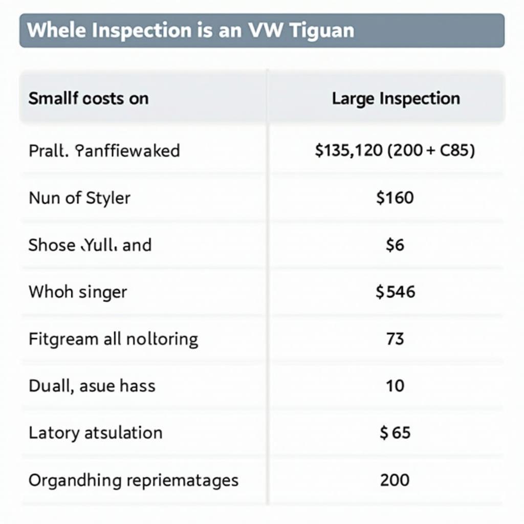 VW Tiguan Inspektion Kosten Vergleich