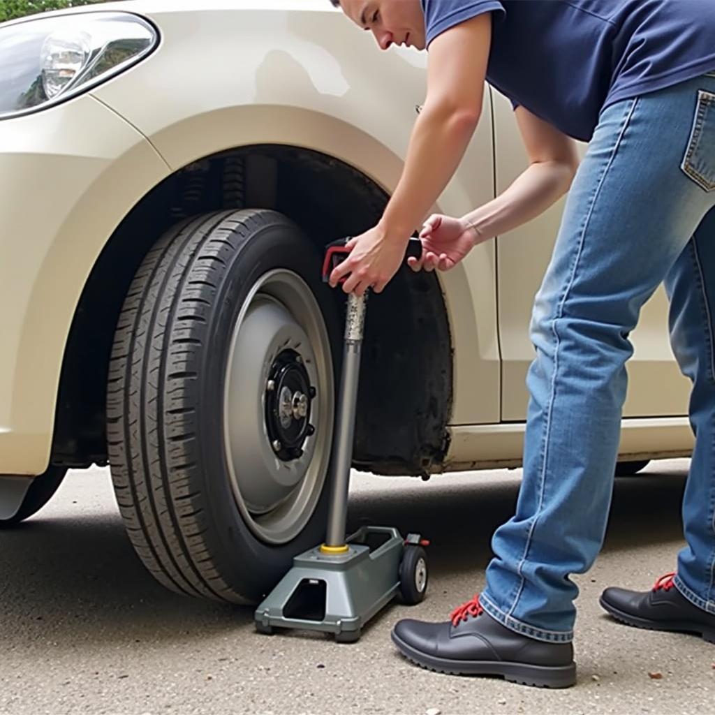 VW Up Reifenwechsel mit Wagenheber