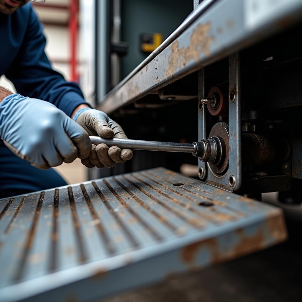 Wartung einer LKW-Laderampe