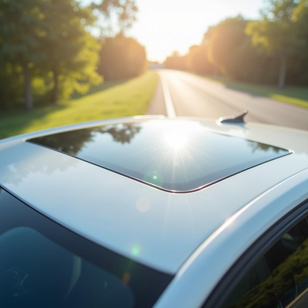 Weißes Autodach reflektiert Sonnenlicht