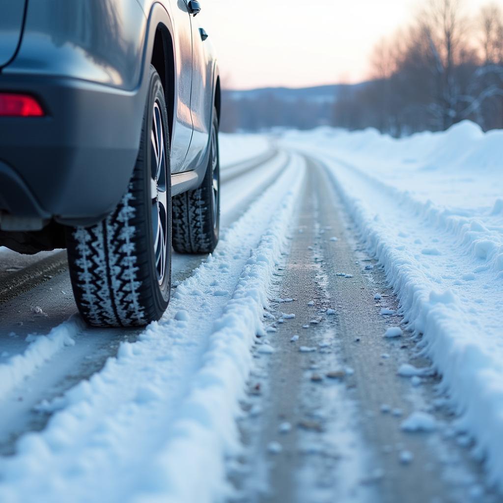 Bremswegtest mit Goodyear Winterreifen auf Eis.