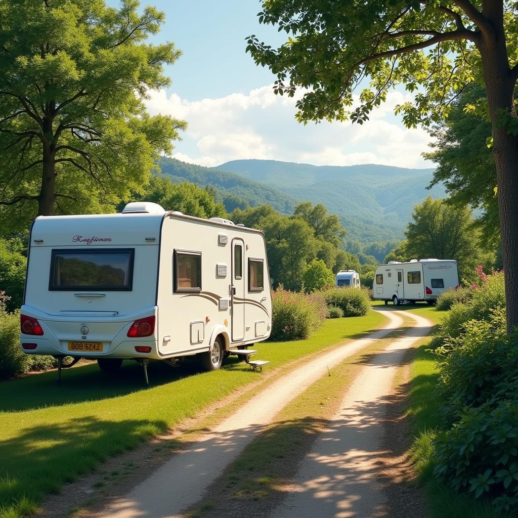 Campingvogn i Frankrig på ferie