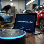 Alexa zeigt "Keine Internetverbindung" in einer Autowerkstatt