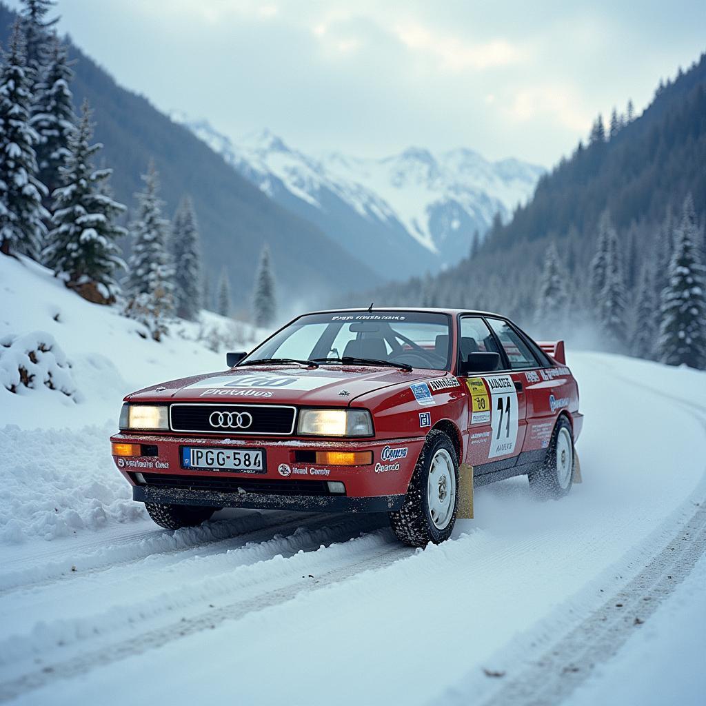 Audi 90 Quattro demonstrating all-wheel drive capabilities.