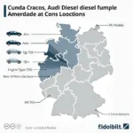 Audi Dieselskandal Entschädigungstabelle: Faktoren wie Modell, Motorisierung, Baujahr und Gerichtsstand beeinflussen die Höhe der Entschädigung.