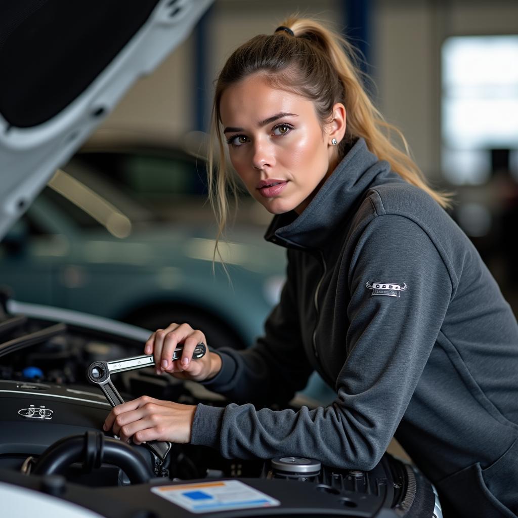 Audi Pullover für Damen in der Werkstatt