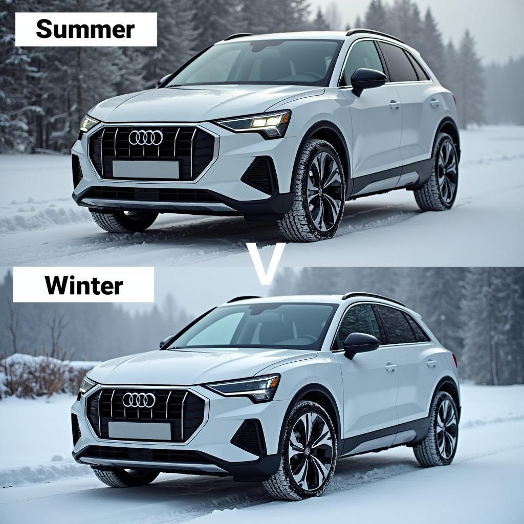 Vergleich von Sommer- und Winterreifen für den Audi Q2.