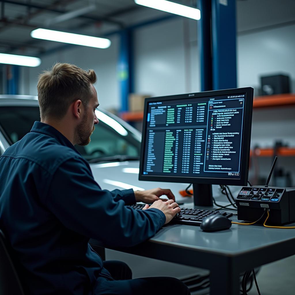 Auto in der Werkstatt zur Diagnose von Fehlermeldungen