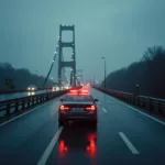 Panne auf einer hohen Autobahnbrücke