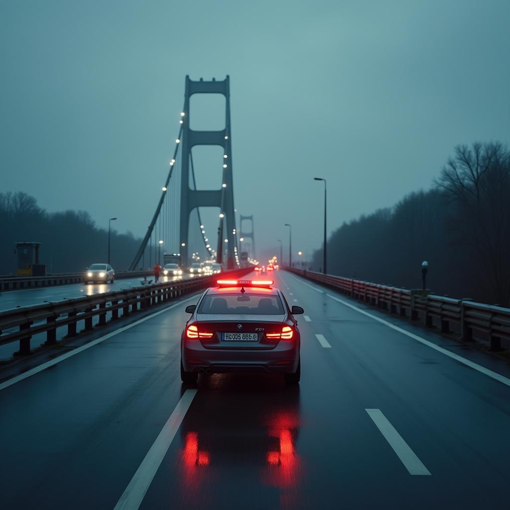 Panne auf einer hohen Autobahnbrücke