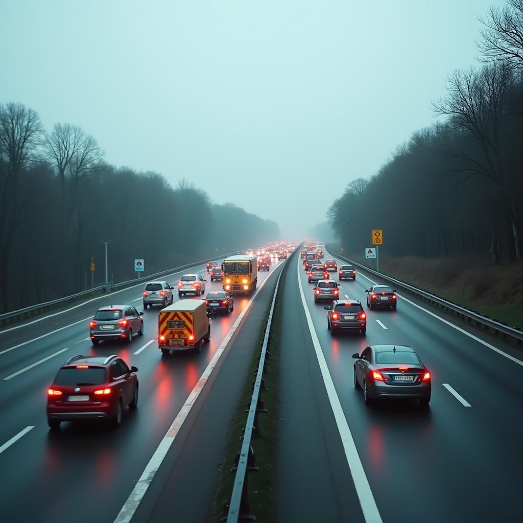 Verkehr auf der Autobahn Prag-Dresden