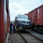 Verladung des Autos auf den Autoreisezug