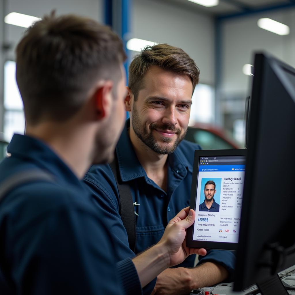 Autowerkstatt: Kundenidentifizierung mittels rumänischem Personalausweis und Geburtsdatum.