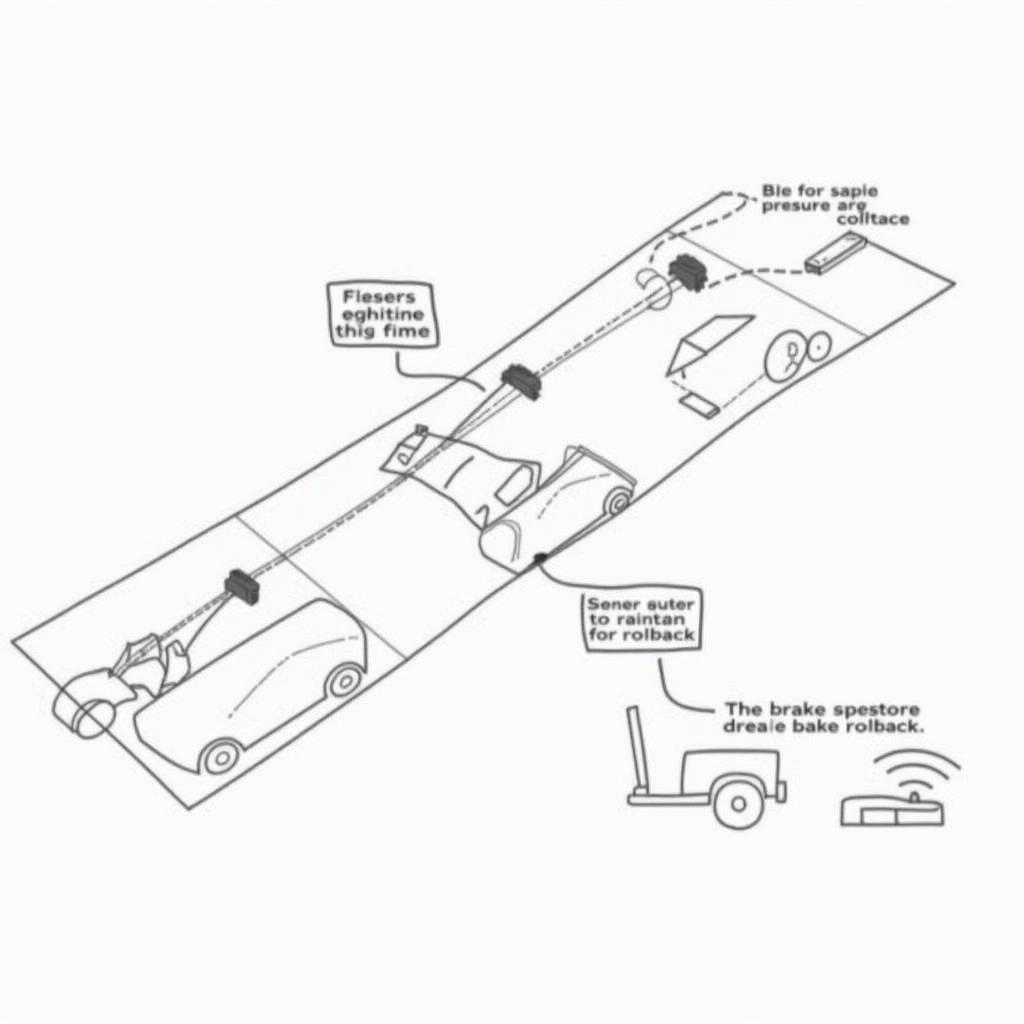 Schematische Darstellung der Funktionsweise des Berganfahrassistenten. Sensoren erfassen die Neigung, das Bremssystem hält den Druck aufrecht.